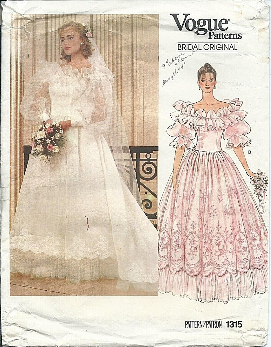 Vogue 1315 Sewing Pattern Wedding GOWN Bridal DRESS PETTICOAT Sew Southern Belle EBay
