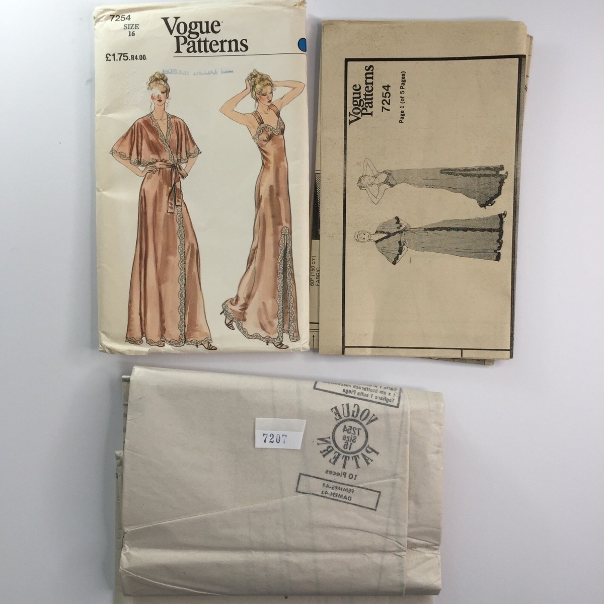Vogue 7254 Long Night Dress Gown Lingerie Flutter Retro Ladies New Uncut Pattern EBay UK