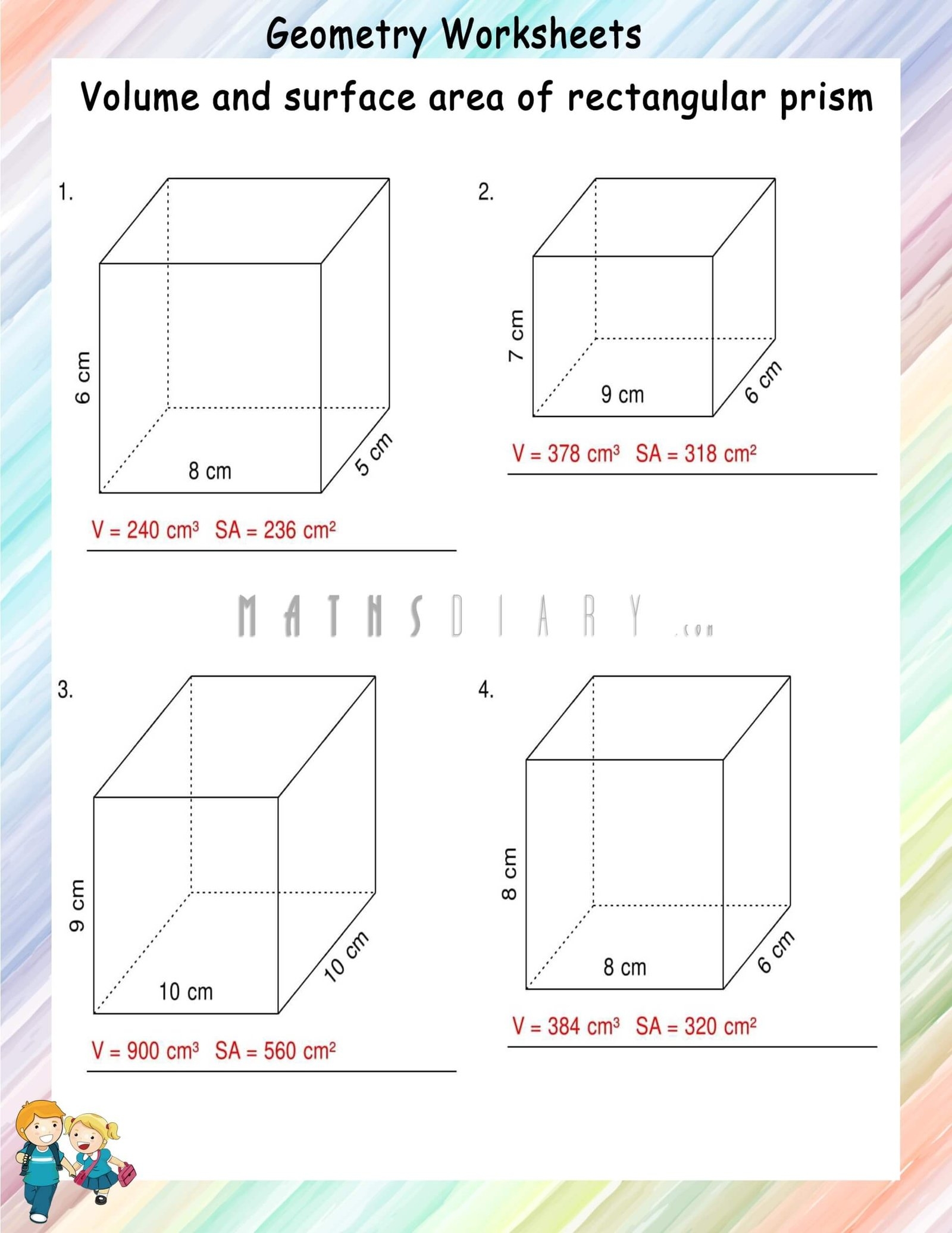 Volume And Surface Area Of Rectangular Prisms Math Worksheets Worksheets Library Volume And Surface Area Of Rectangular Prisms Math Worksheets Worksheets Library