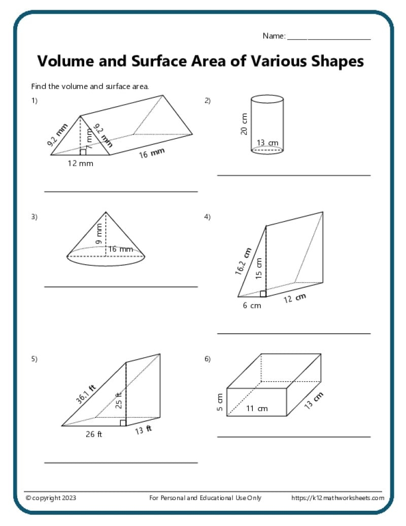 volume of composite shapes worksheet