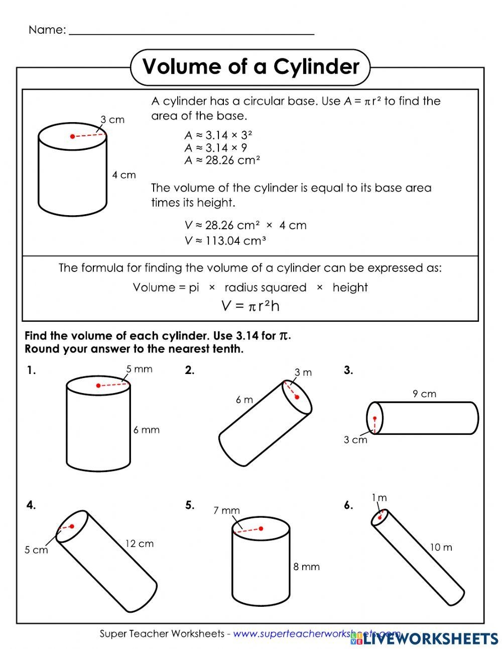 Volume Of A Cylinder Worksheet 5 27 Online Exercise For Live Worksheets Library Volume Of A Cylinder Worksheet 5 27 Online Exercise For Live Worksheets Library