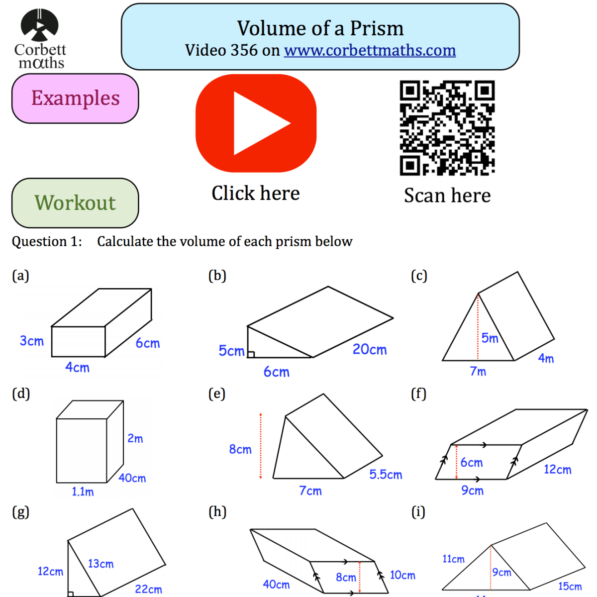 volume of triangular prism worksheet