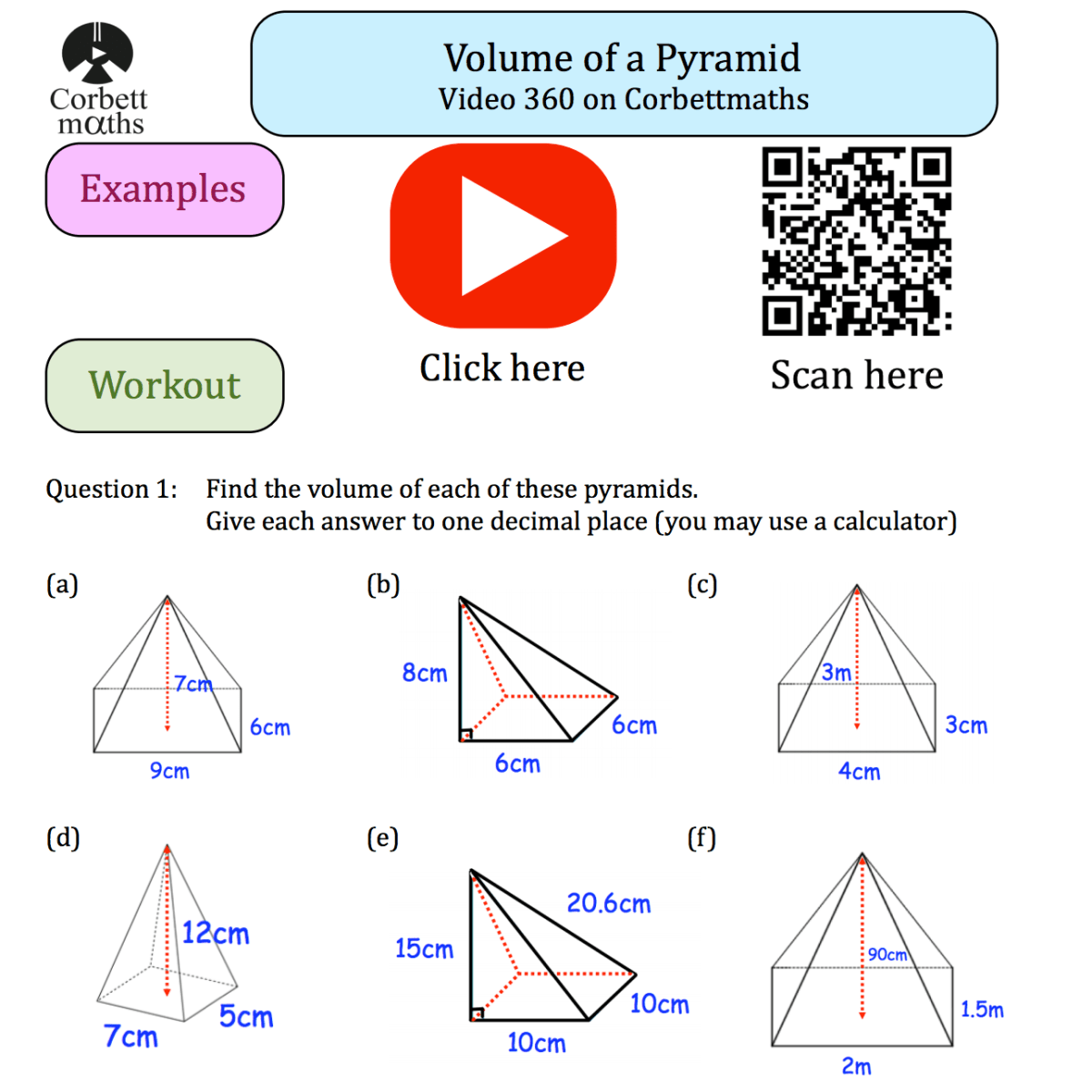Volume Of A Pyramid Textbook Exercise Corbettmaths Worksheets Library