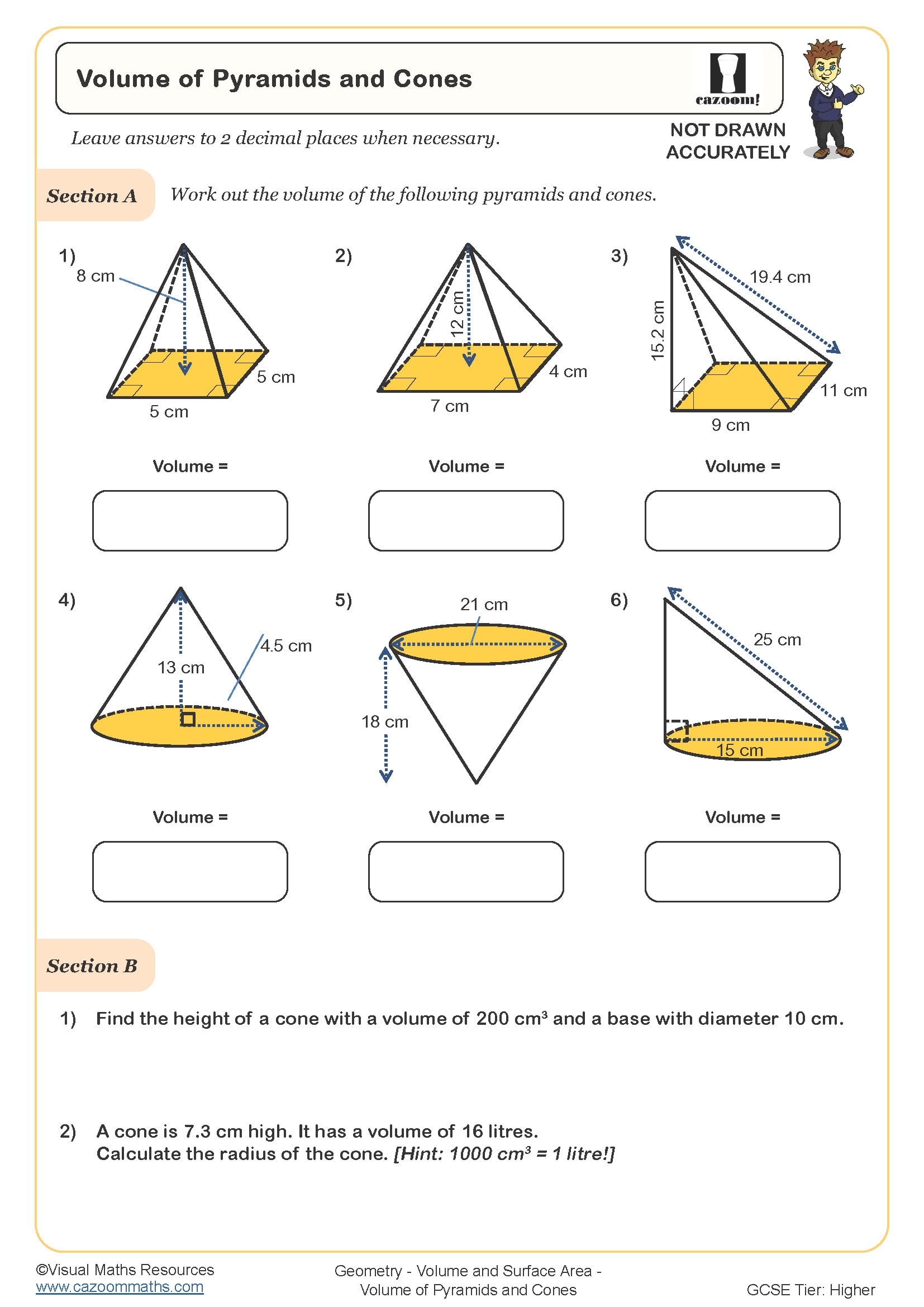 Volume Of Pyramids And Cones Worksheet Fun And Engaging PDF Worksheets