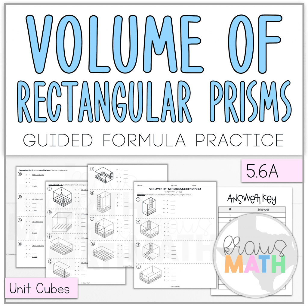 Volume Of Rectangular Prisms Using Unit Cubes Worksheet TEKS 5 6A Kraus Math Volume Of Rectangular Prisms Using Unit Cubes Worksheet TEKS 5 6A Kraus Math