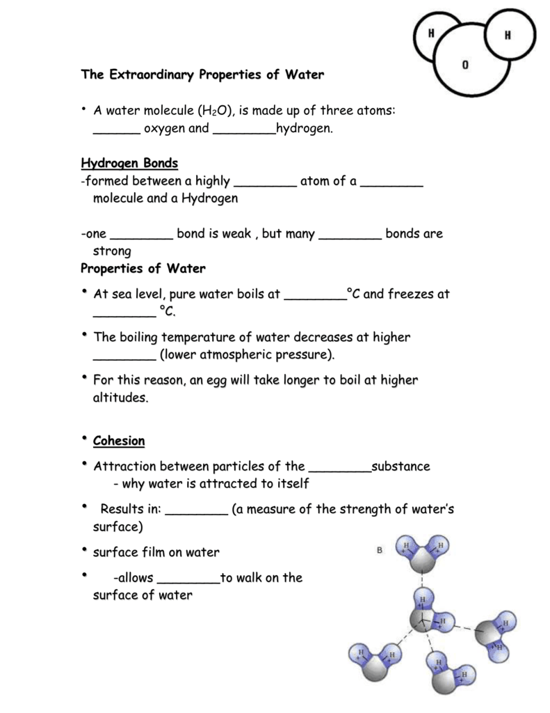 properties of water worksheet properties of water worksheet