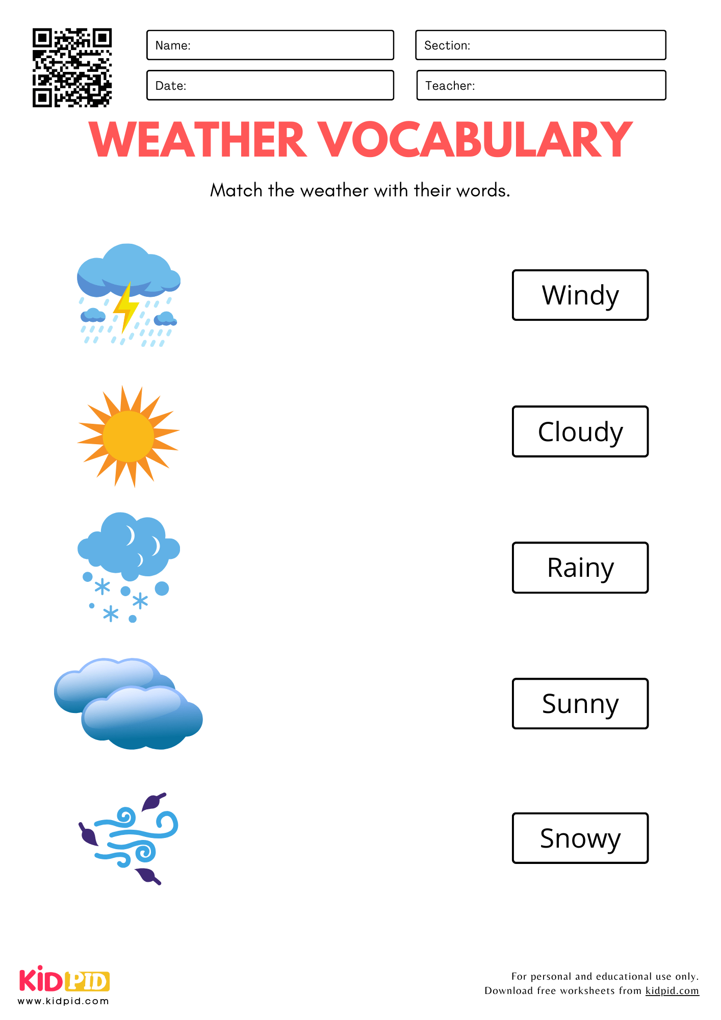 Weather Vocabulary Worksheet For Kindergarten Kidpid Weather Vocabulary Worksheet For Kindergarten Kidpid
