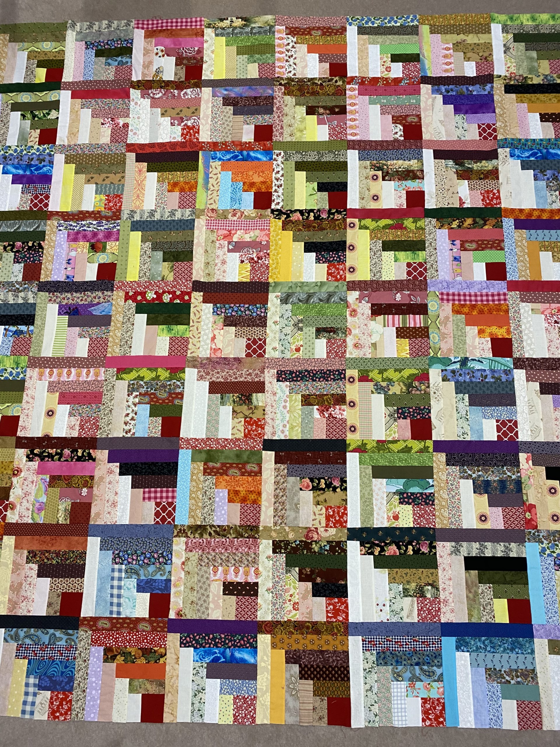 Weekend Scrappy Half Log Cabin Quilt Vintage Inspired Susies scraps Weekend Scrappy Half Log Cabin Quilt Vintage Inspired Susies scraps
