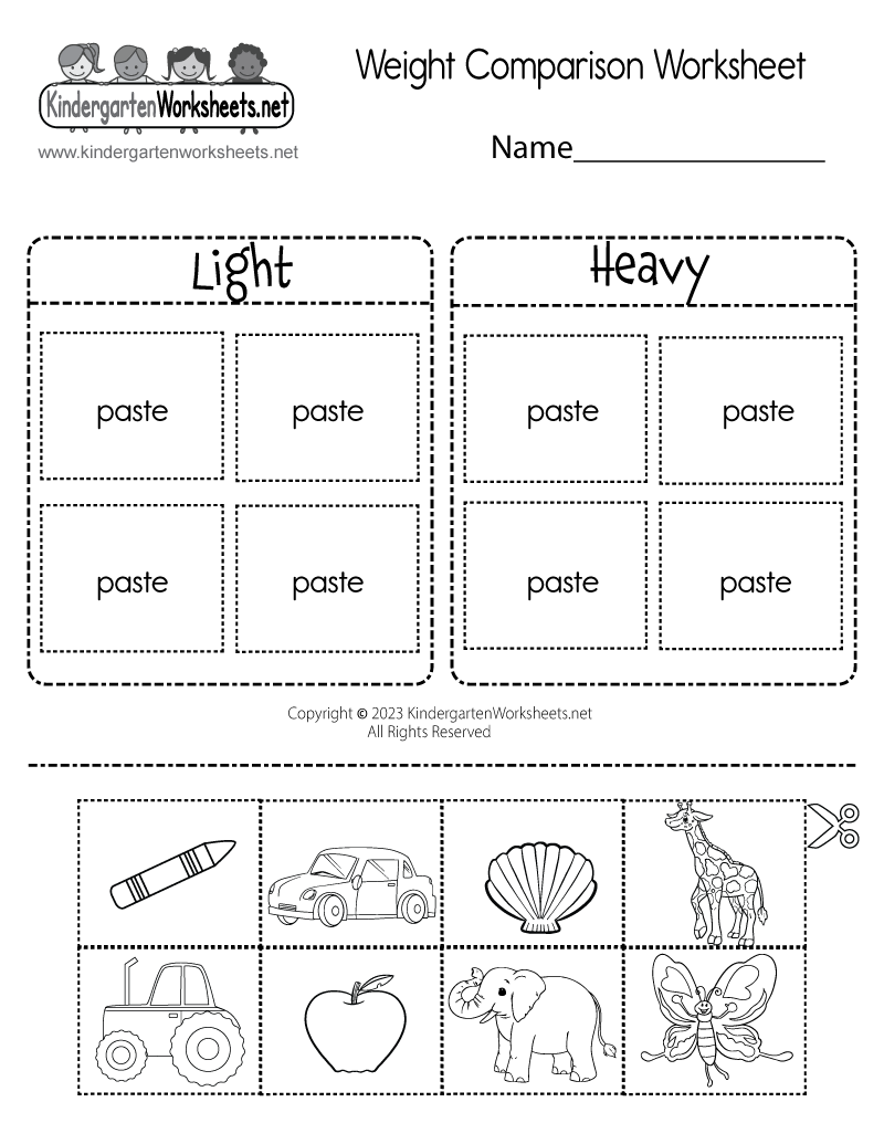 Weight Comparison Worksheet Free Printable Digital PDF