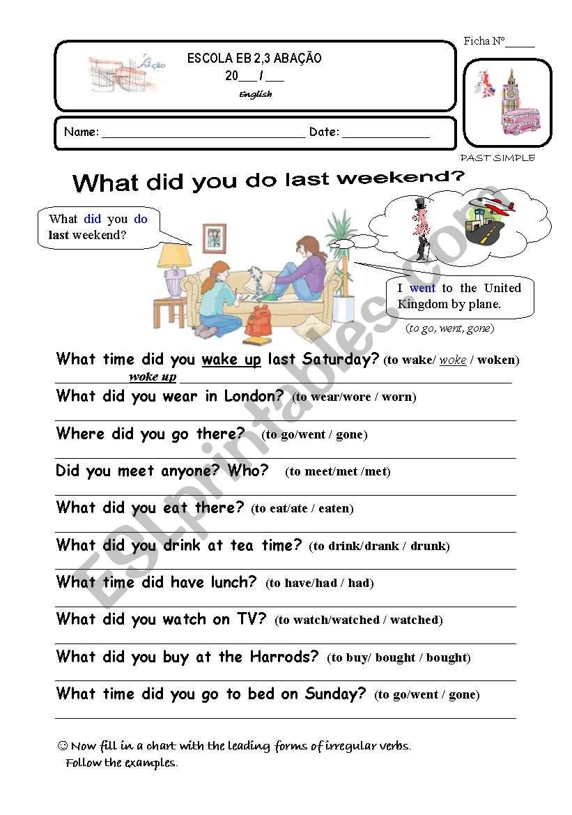 What Did You Do Last Weekend ESL Worksheet By Fernanda Barros
