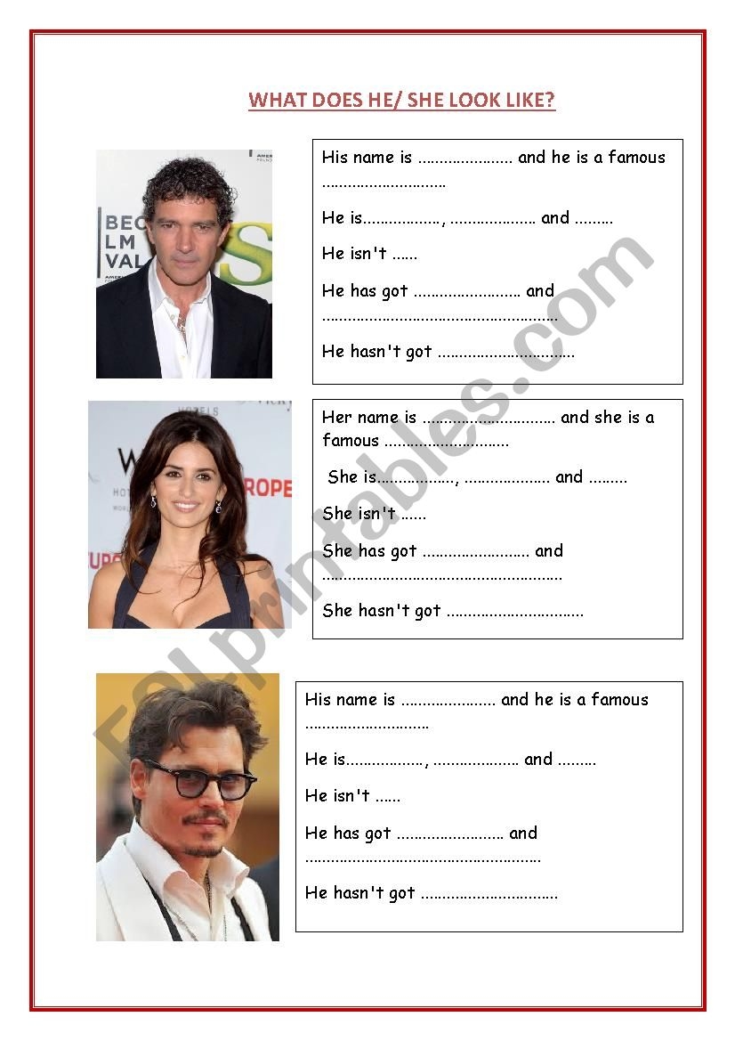 WHAT DOES HE SHE LOOK LIKE ESL Worksheet By Anabeli WHAT DOES HE SHE LOOK LIKE ESL Worksheet By Anabeli