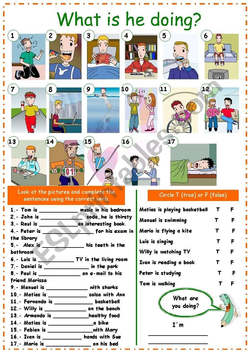 What Is He Doing present Continuous ESL Worksheet By Karen1980