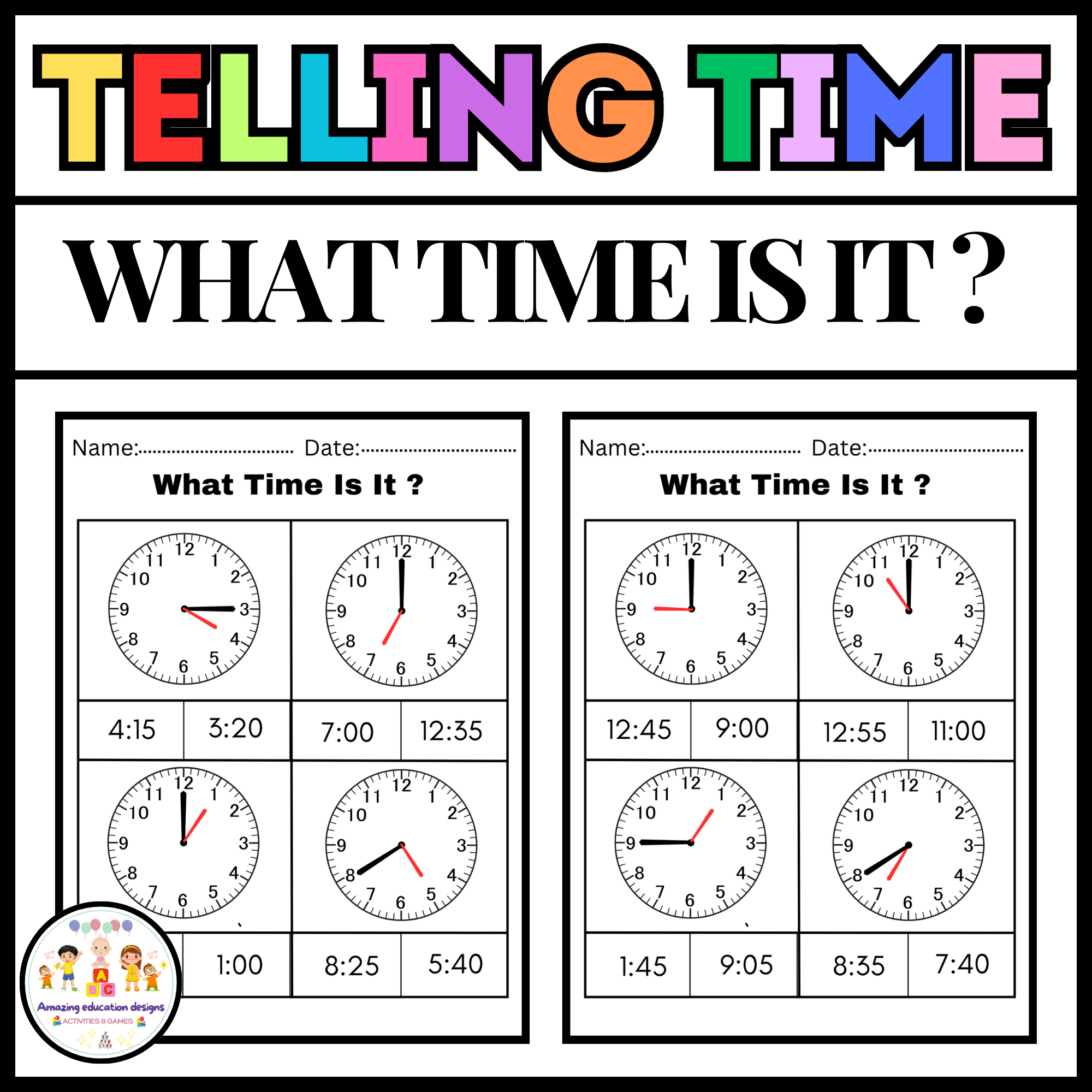 What Time Is It Telling Time Activities Worksheets Hour Minutes Made By Teachers