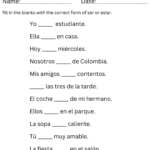 When To Use Ser And Estar In Spanish Ser Vs Estar Worksheet Teaching Resources