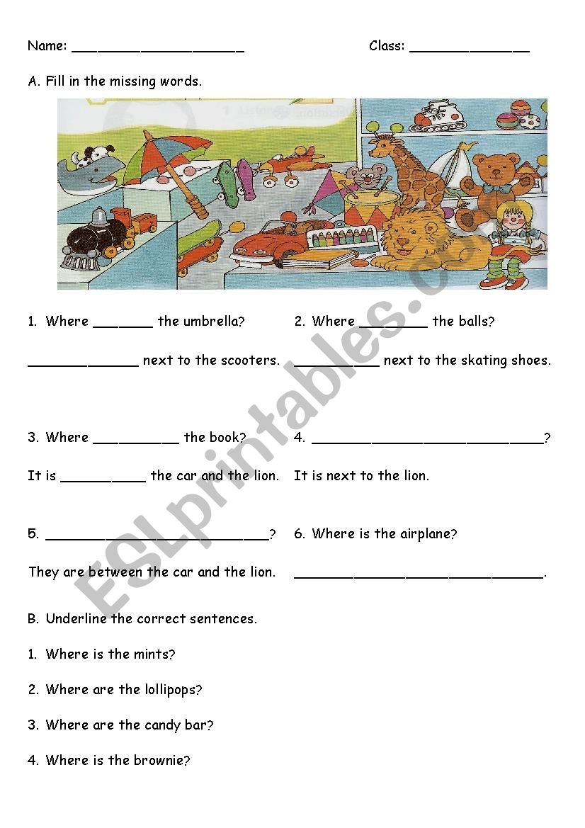Where Is Where Are ESL Worksheet By Vickylin731