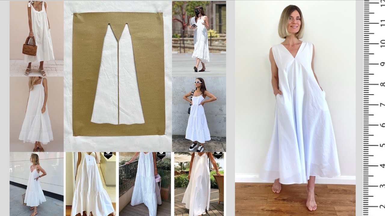 White Cotton Summer Dress NO NEED PATTERN Easy SEWING YouTube White Cotton Summer Dress NO NEED PATTERN Easy SEWING YouTube