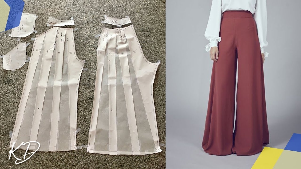 WIDE LEG PALAZZO PANTS PATTERN TUTORIAL SLASH AND SPREAD METHOD YouTube