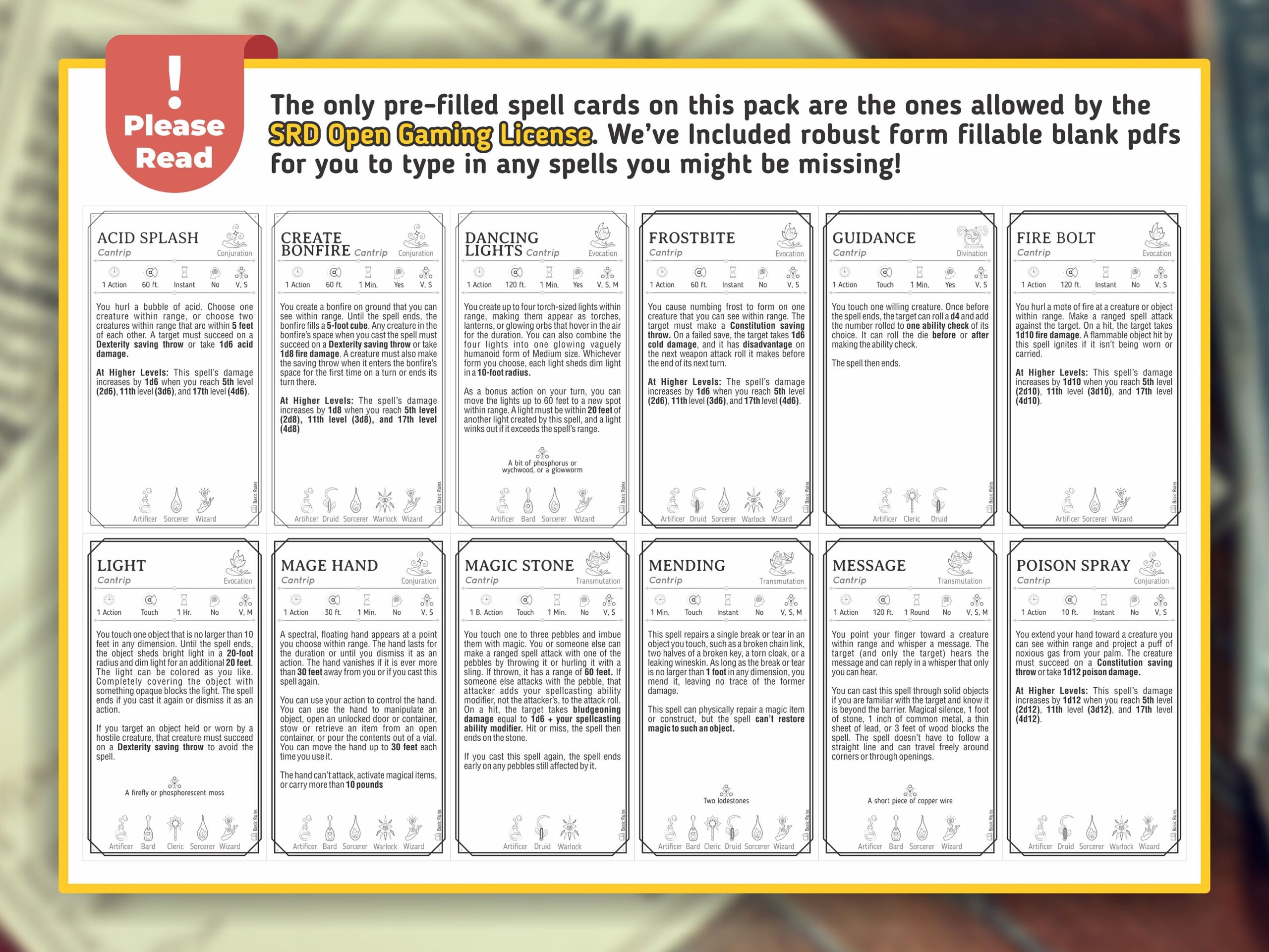 Wizard Spell Cards For D D 5e Printable Fillable PDFs Wizard Spell Cards For D D 5e Printable Fillable PDFs