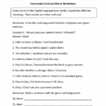Word Usage Worksheets Commonly Confused Words Worksheets