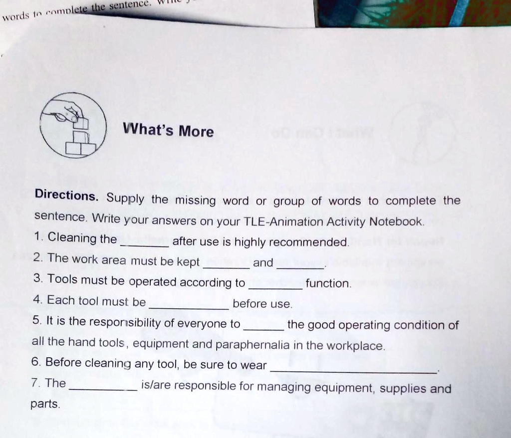 Words To Complete The Sentence What s More Directions Supply The Missing Word Or Group Of Words Words To Complete The Sentence What s More Directions Supply The Missing Word Or Group Of Words
