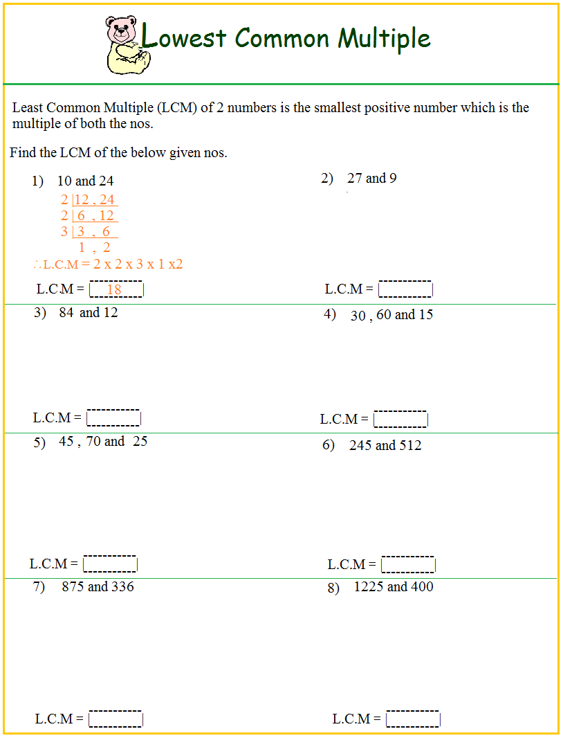 Worksheet On LCM Worksheets Library