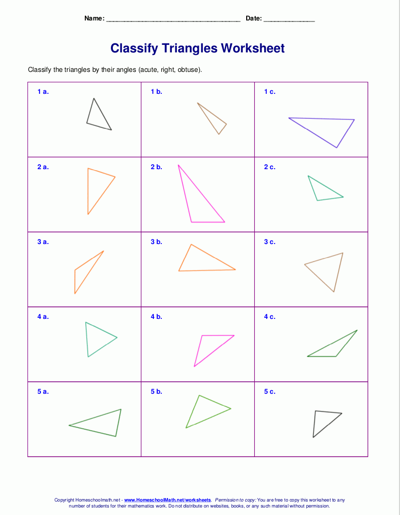 angles in a triangle worksheet