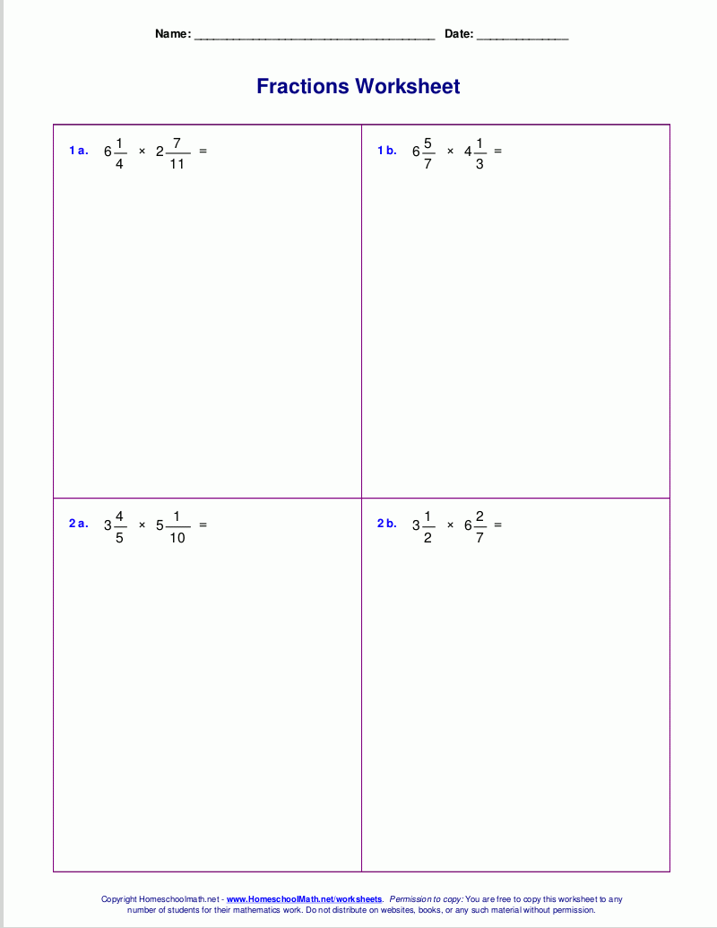 Worksheets For Fraction Multiplication Worksheets For Fraction Multiplication