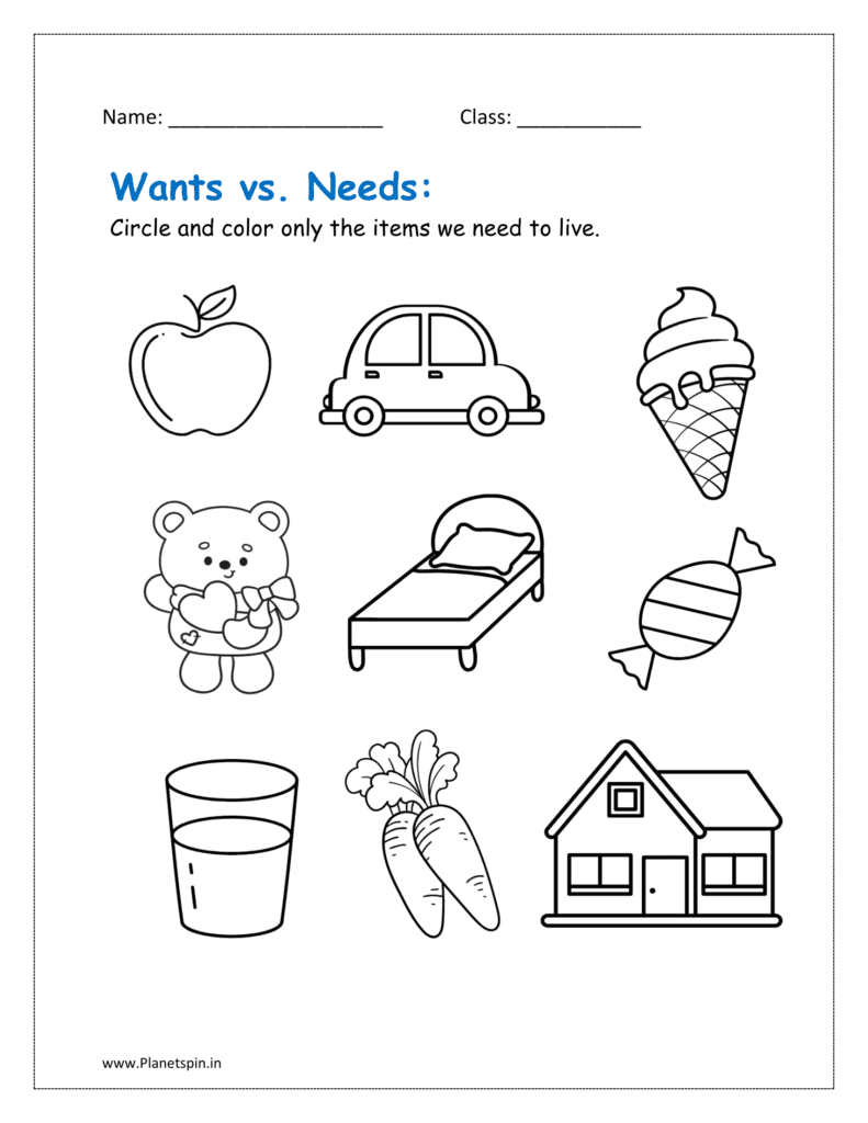 wants and needs worksheet