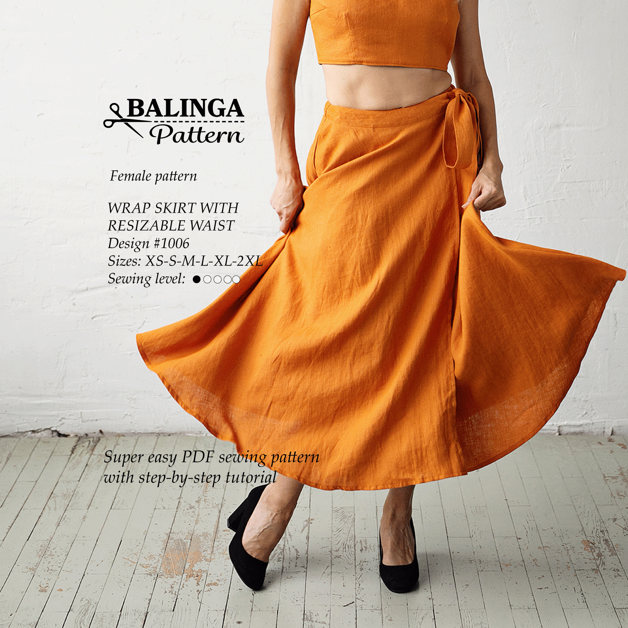 Wrap Skirt Sewing Pattern Sizes XS 2XL
