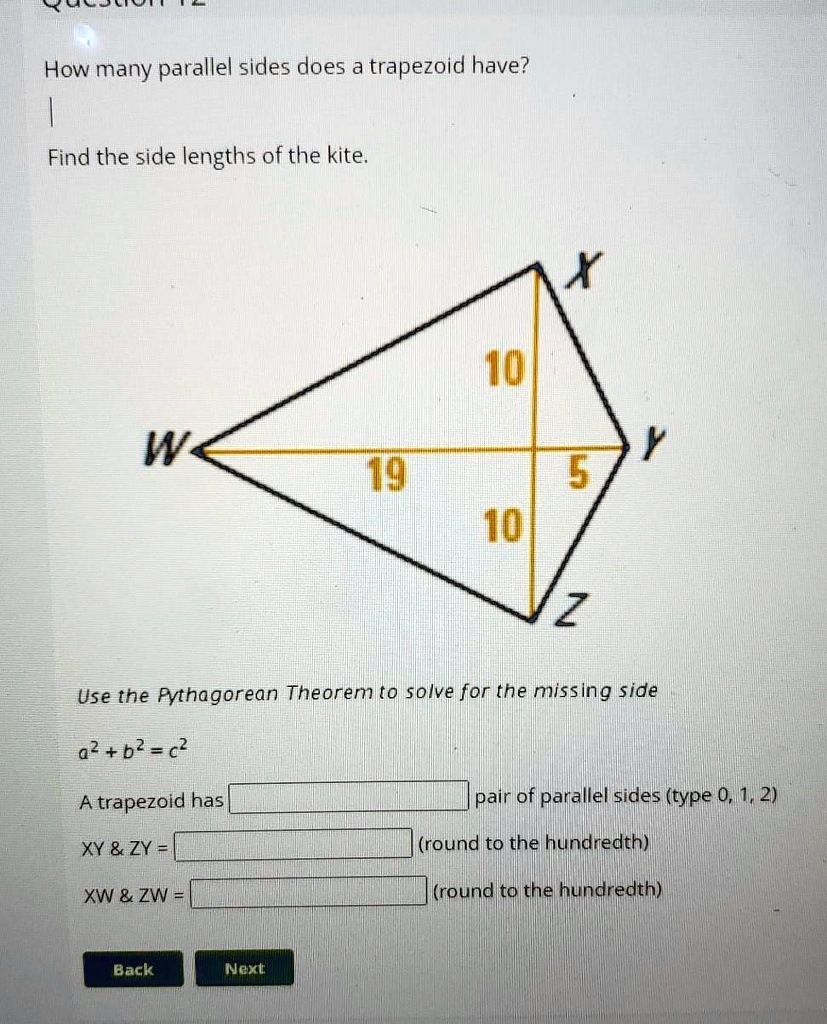 Y How Many Parallel Sides Does A Trapezoid Have Find The Side Lengths Of The Kite Y How Many Parallel Sides Does A Trapezoid Have Find The Side Lengths Of The Kite