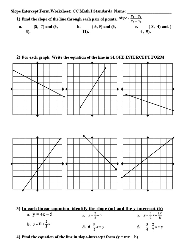 Y mx b Word Problems Worksheets Library