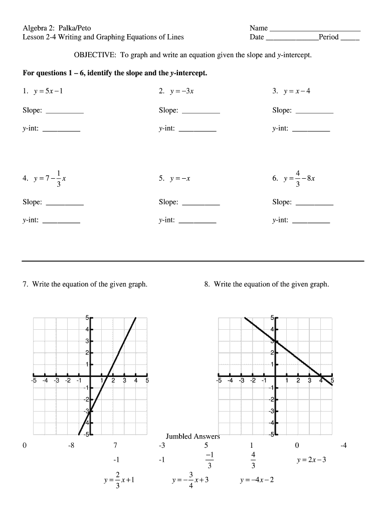 Y Mx B Worksheet Answer Key Fill Online Printable Fillable Worksheets Library