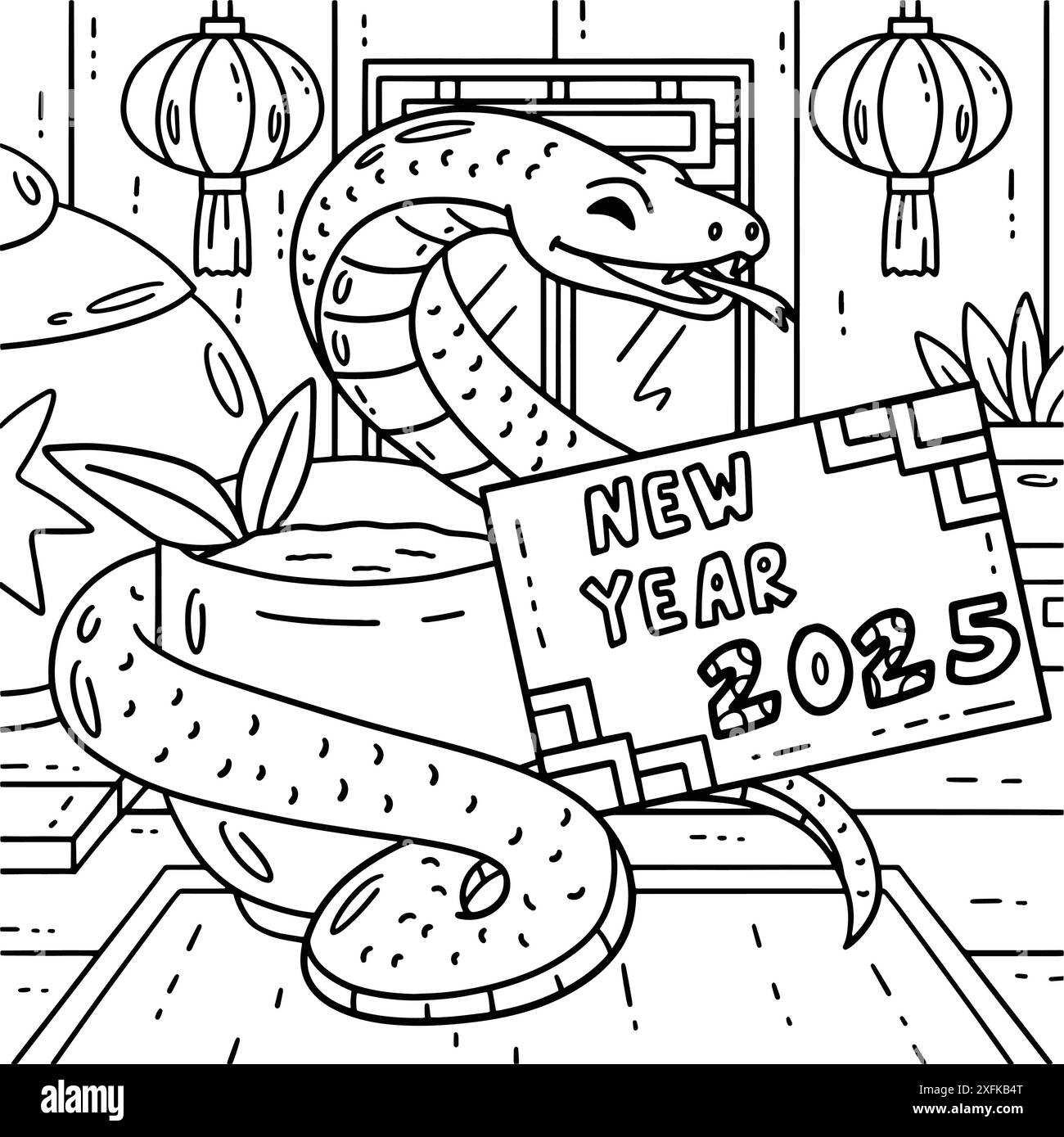 Year Of The Snake New Year 2025 Coloring Page Stock Vector Image Art Alamy Year Of The Snake New Year 2025 Coloring Page Stock Vector Image Art Alamy
