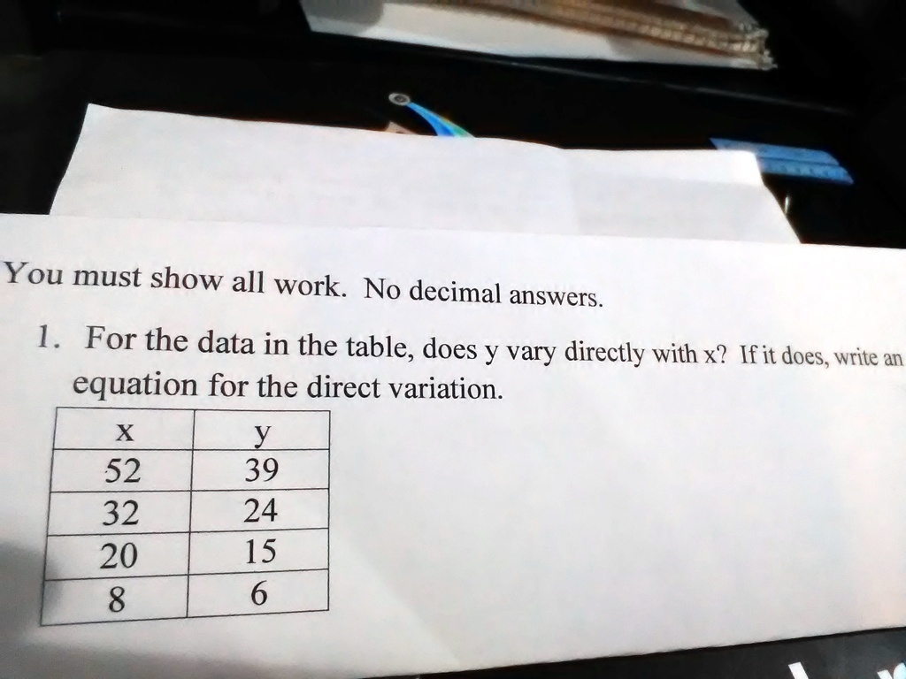 You Must Show All Work No Decimal Answers 1 For The Data In The Table Does You Must Show All Work No Decimal Answers 1 For The Data In The Table Does