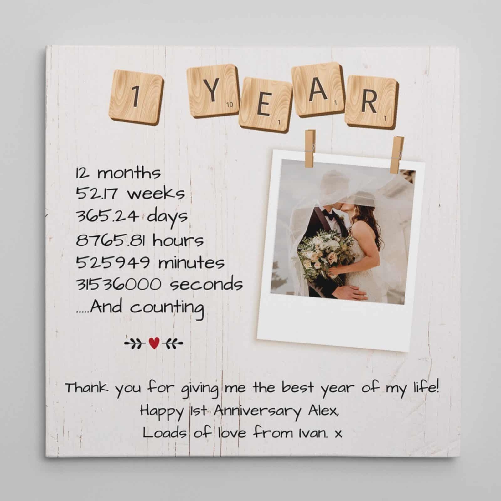 1 Year Anniversary Custom Polaroid Photo Canvas 365Canvas