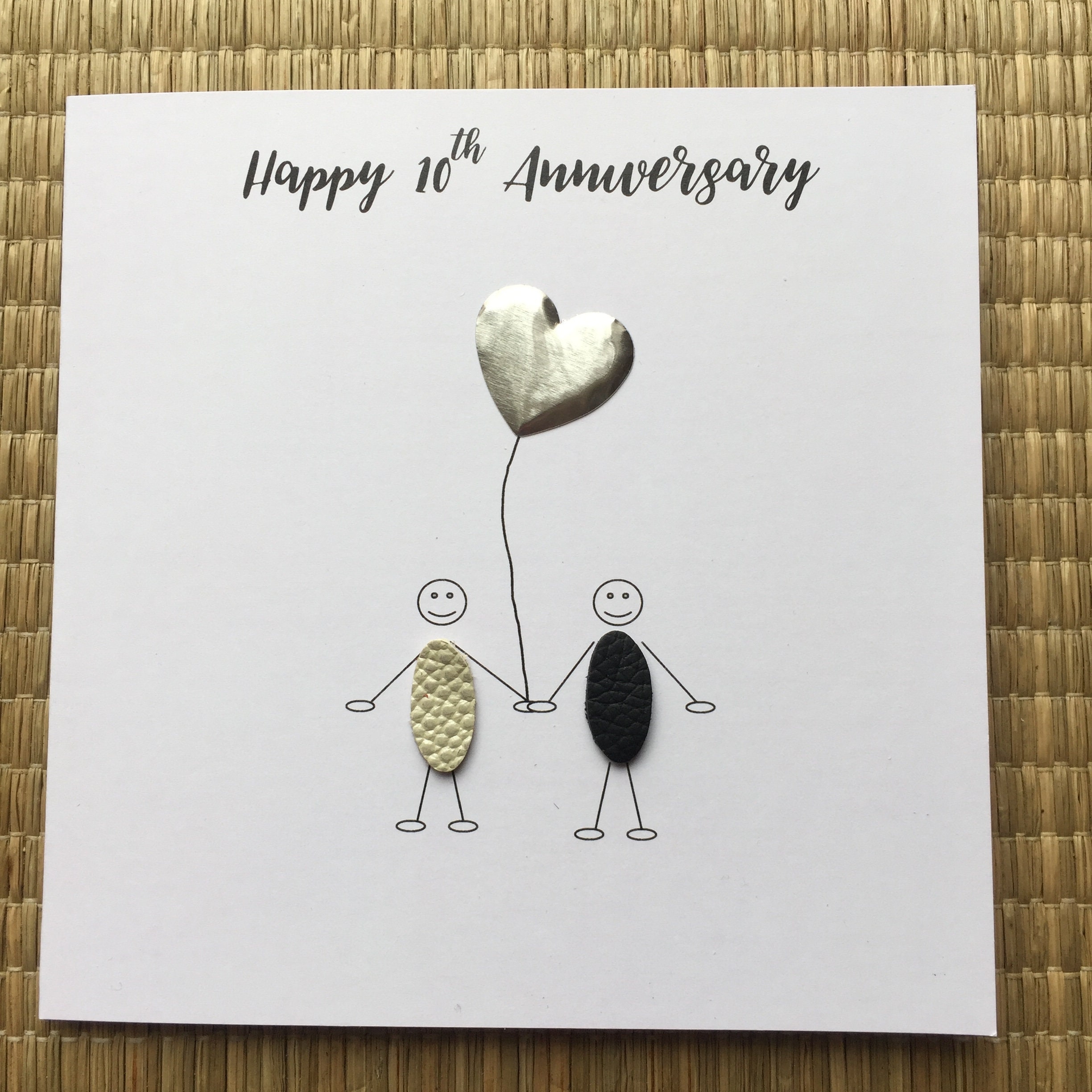10th Wedding Anniversary Card Personalised Tin Anniversary Little People Etsy