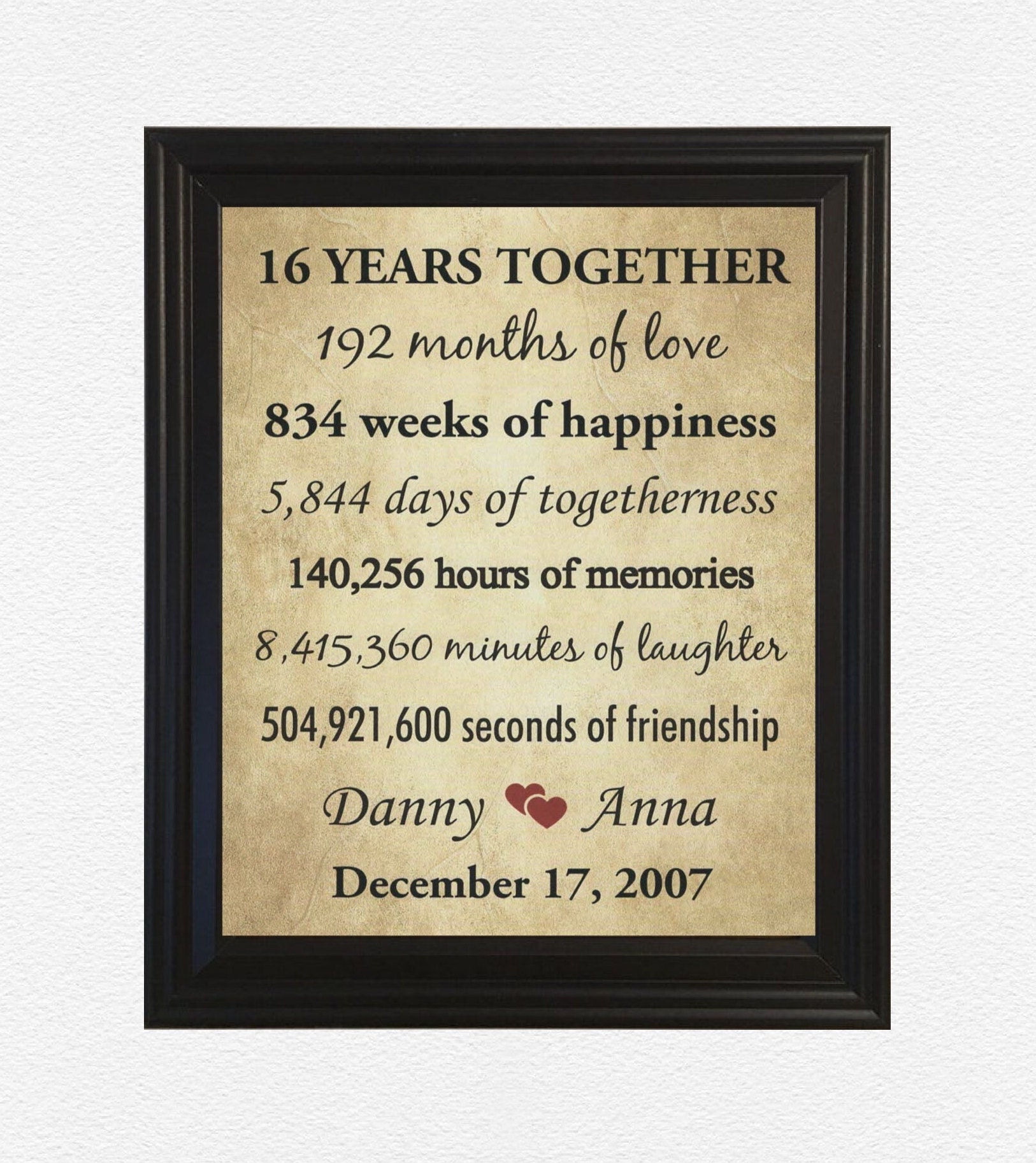 16th Anniversary Gifts 16 Year Anniversary Framed 16th Anniversary Gift 16 Years Together 16th Wedding Anniversary For Her Gift For Men Etsy 16th Anniversary Gifts 16 Year Anniversary Framed 16th Anniversary Gift 16 Years Together 16th Wedding Anniversary For Her Gift For Men Etsy