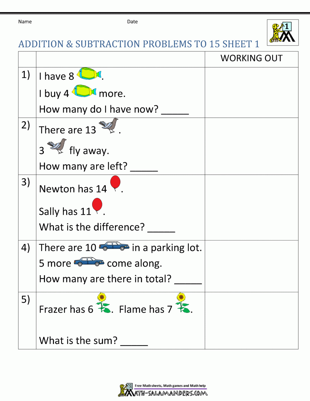 1st Grade Addition And Subtraction Word Problems 1st Grade Addition And Subtraction Word Problems