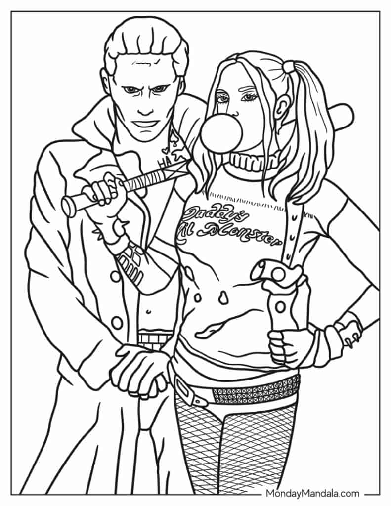 20 Harley Quinn Coloring Pages Free PDF Printables