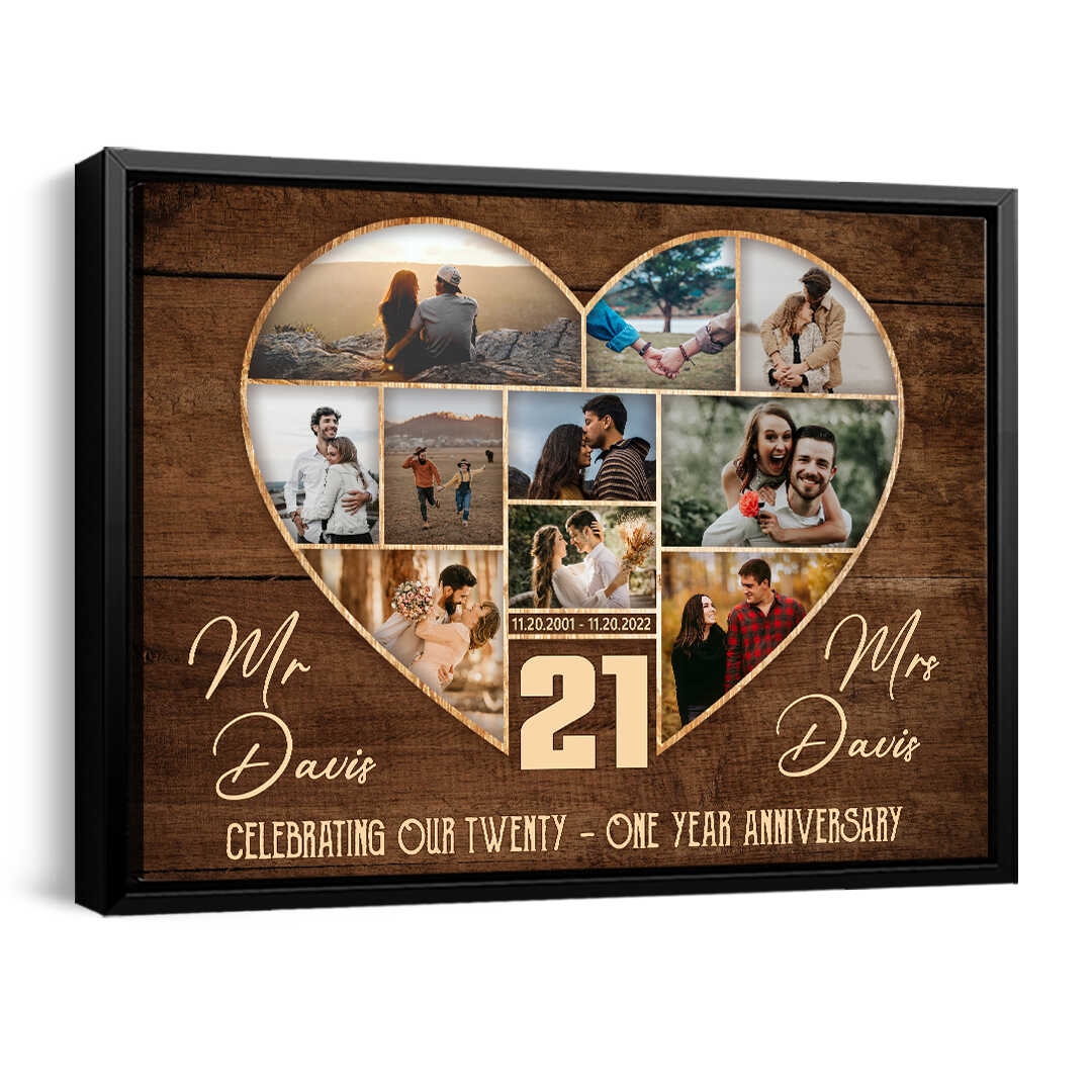 21st Wedding Anniversary Present Gift For 21st Anniversary Heart Shape Photo Collage Personalized Gifts