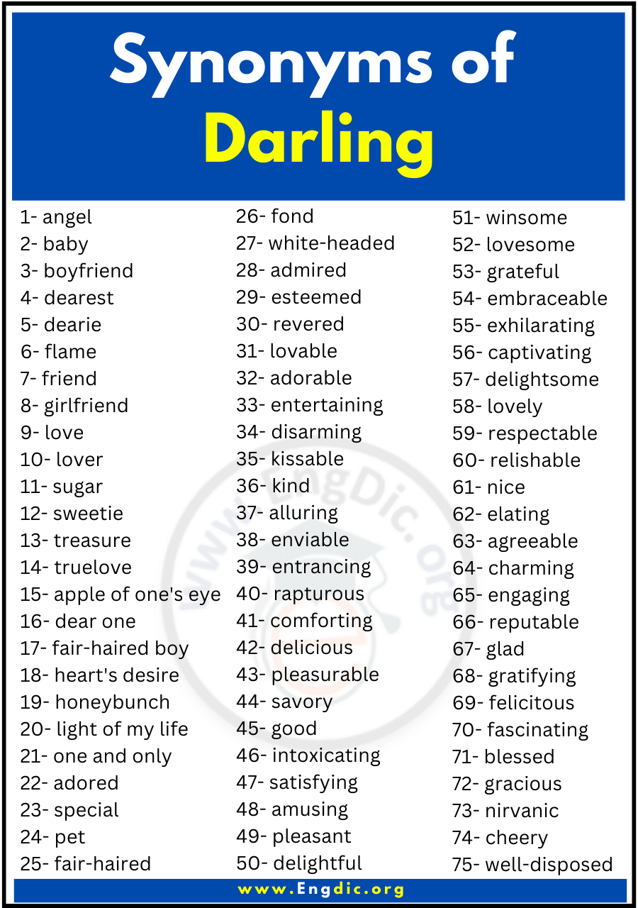 220 Cute Ways To Say Darling Synonyms For Darling EngDic