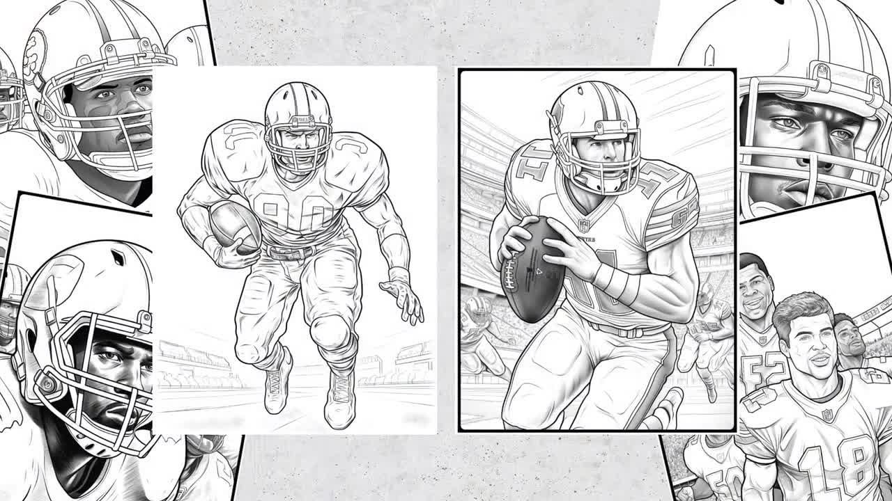 30 Football Coloring Pages American Football Adults Printable Grayscale Coloring Book American Football Digital Coloring Book Pages Etsy