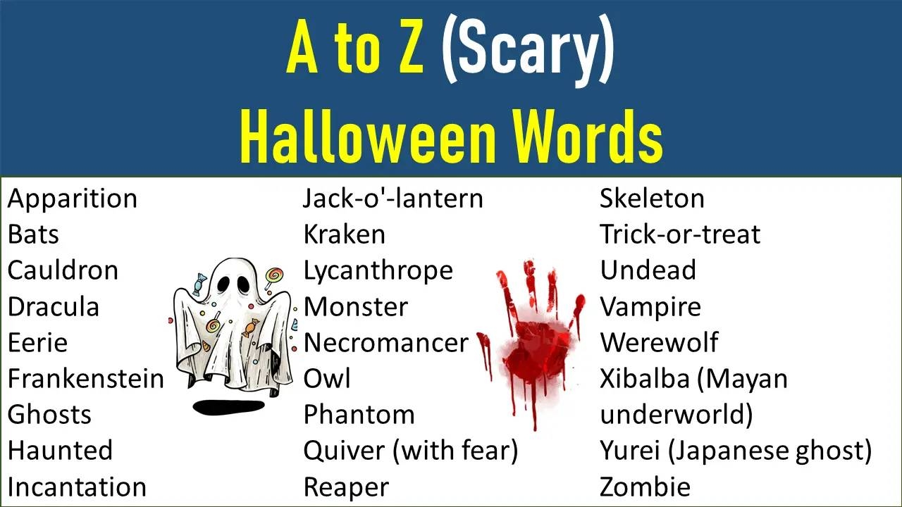 300 Halloween Words From A Z For Kids Free Downloadable