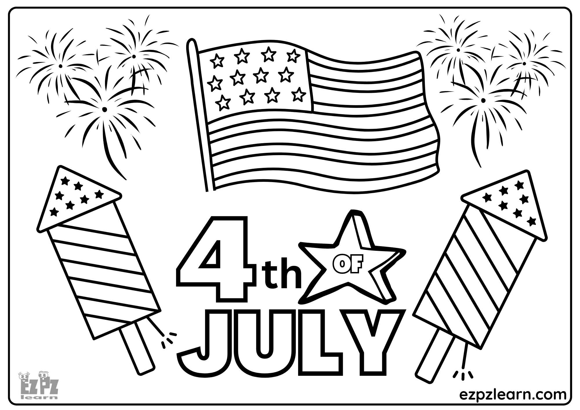 4th Of July Independence Day Coloring Page 1 Ezpzlearn 4th Of July Independence Day Coloring Page 1 Ezpzlearn
