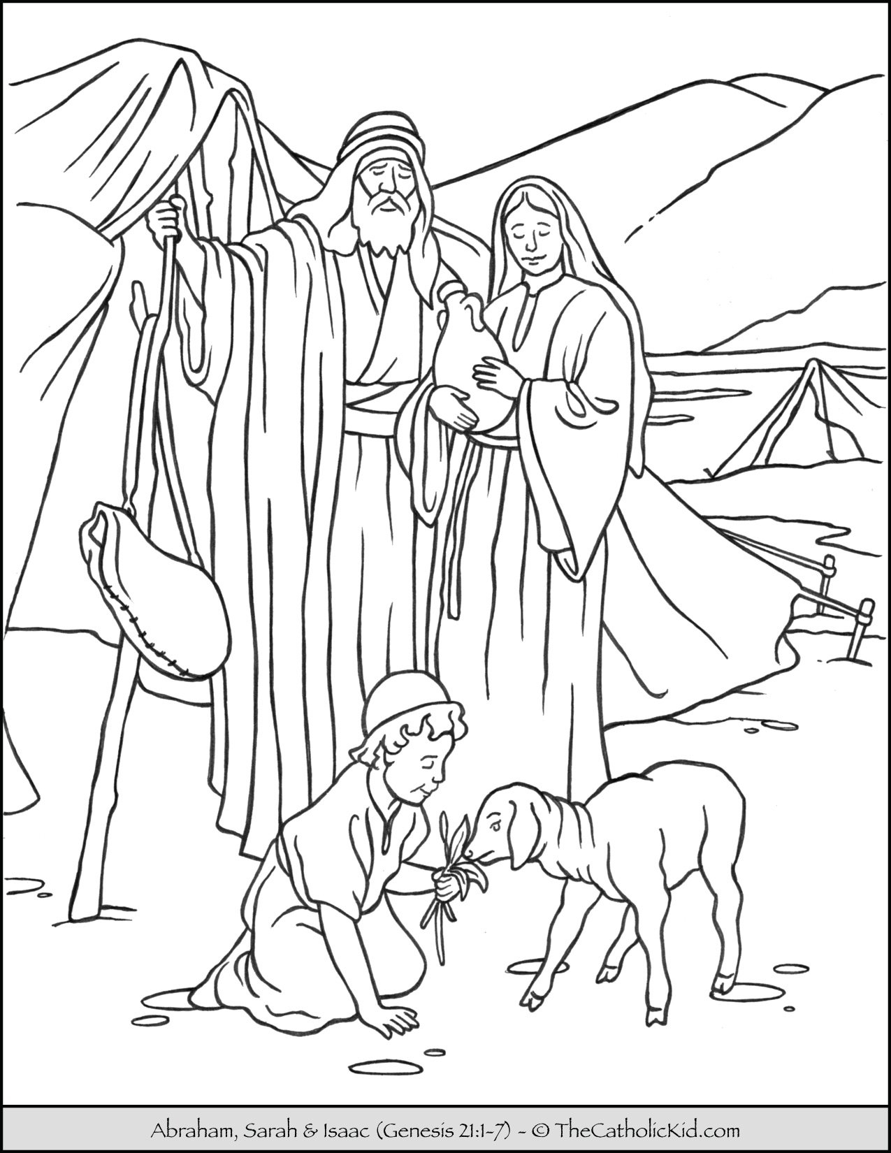 Abraham Sarah And Isaac Coloring Page TheCatholicKid