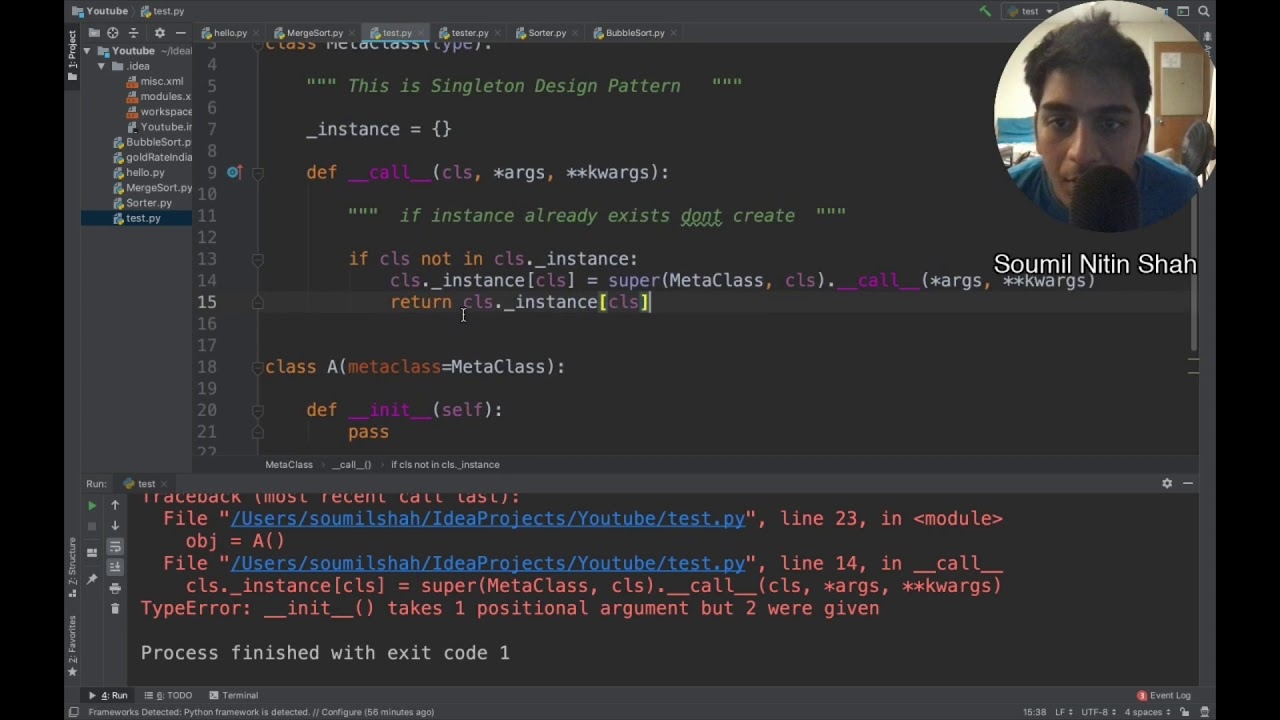 Advance Python Programming Creating Singleton Design Pattern With Meta Class 5 YouTube Advance Python Programming Creating Singleton Design Pattern With Meta Class 5 YouTube