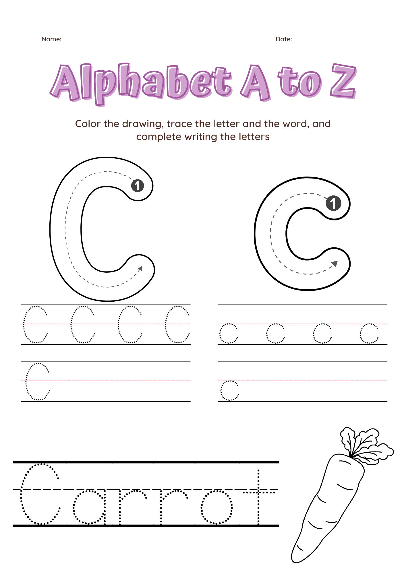 Alphabet A To Z Tracing Letters And Words Writing Them And Coloring Made By Teachers Alphabet A To Z Tracing Letters And Words Writing Them And Coloring Made By Teachers