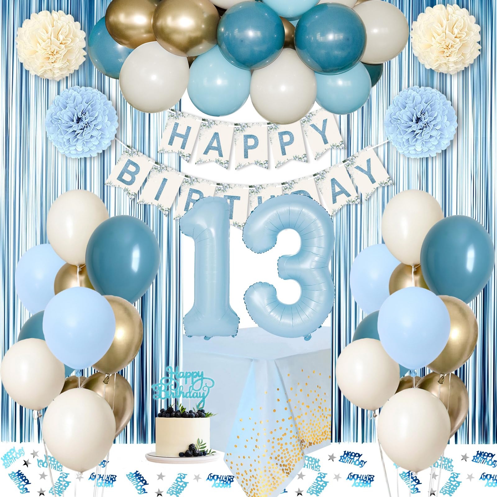 Amazon 13th Birthday Decorations For Girls Blue Official Teenager Decorations Light Blue White Gold Balloons Happy Birthday Banner Tablecloth Fringe Curtain Cake Topper Paper Pom Poms 13 Bday Boys Girls Toys Amazon 13th Birthday Decorations For Girls Blue Official Teenager Decorations Light Blue White Gold Balloons Happy Birthday Banner Tablecloth Fringe Curtain Cake Topper Paper Pom Poms 13 Bday Boys Girls Toys