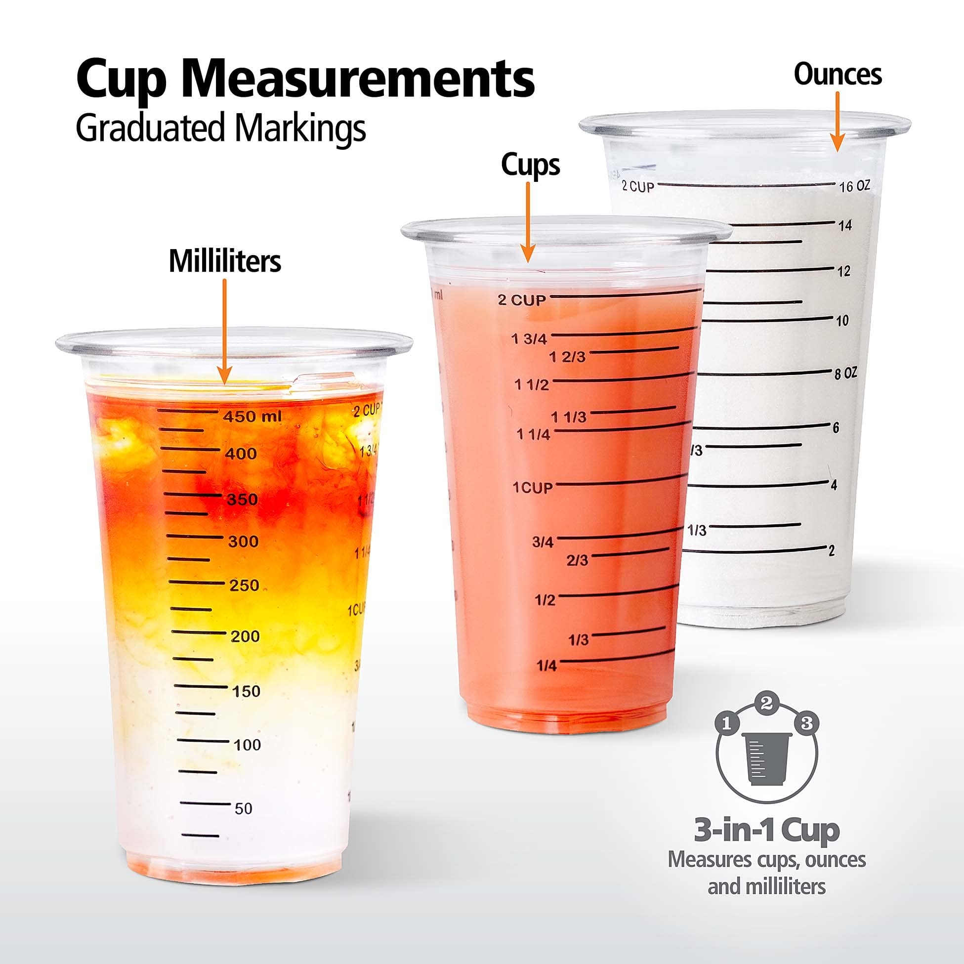 Amazon 16 Oz 2 Cup 450 ML Disposable Measuring Cups Plastic Graduated Mixing Cups For Mixing Resin Epoxy Paint Cooking Baking And Crafts 12 Pack Home Kitchen