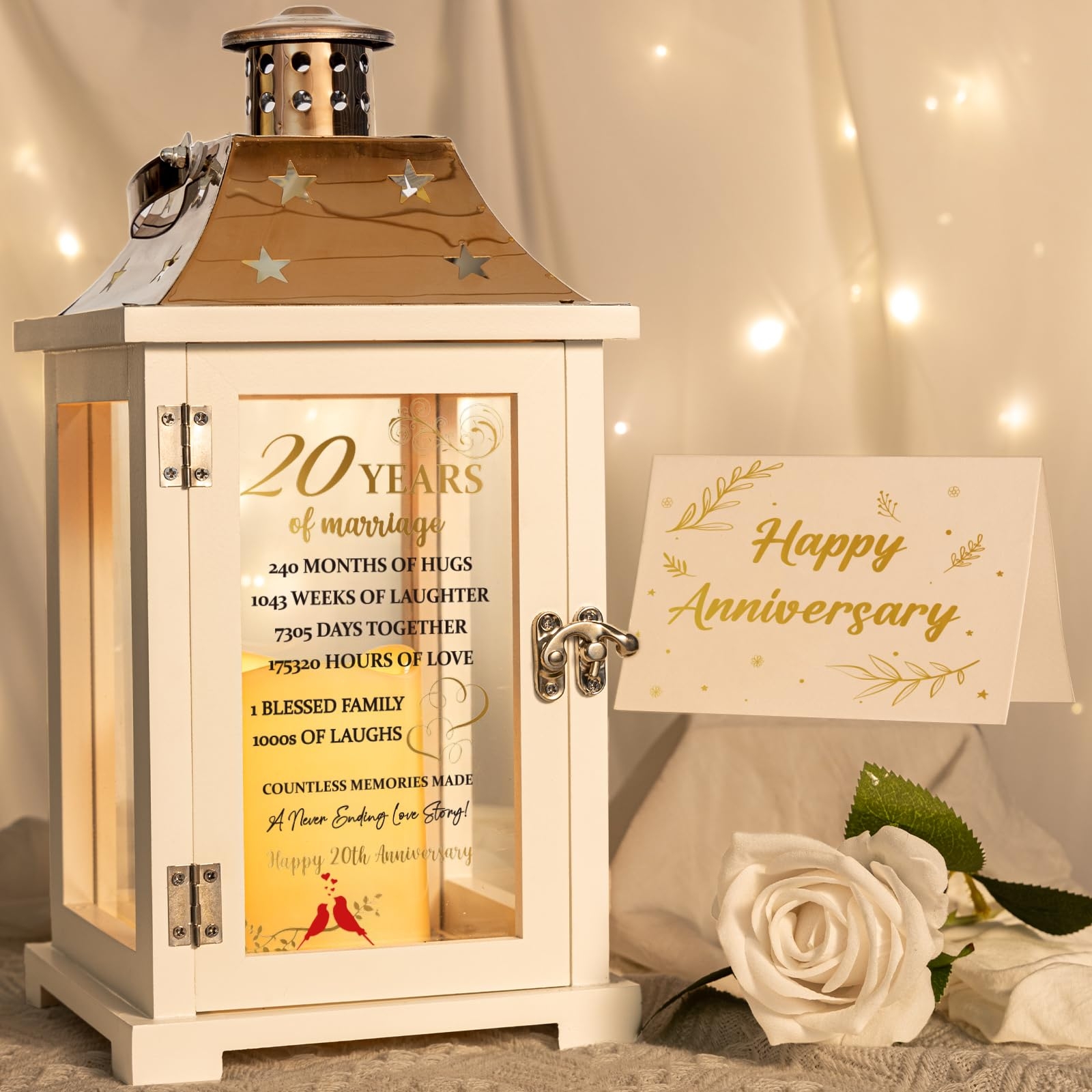 Amazon 20th Wedding Anniversary Lantern Happy 20 Years Anniversary Ideas Gift For Parents Couple Friends Unique Marriage Keepsake Decorations For Wife Husband Him Her Home Kitchen